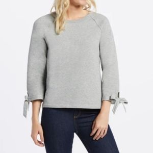 Draper James Grey Sweatshirt size Medium Tie Sleeve